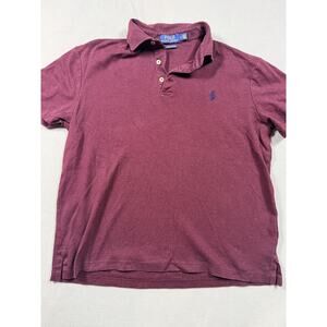 Polo Ralph Lauren Burgundy Polo Shirt Mens Medium Blue Pony Logo Custom Slim Fit